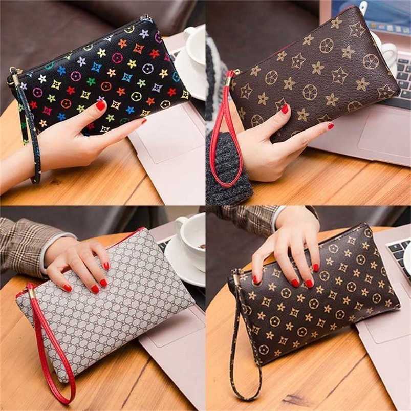 

Classic vintage retro designers clutch bag with lanyard PU leather zipper purses handbag cosmetic pouch pochette cards organizer case makeup storage bag G90AFTS, Red