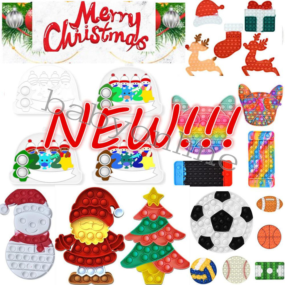 

2021 Christmas Fidget Toys Push It Bubble Antistress Toys New Year Anti-stress Sensory Gifts Reusable Squeeze Gifts Stress Reliever Pencil Bag Coin Purse DHL Fast