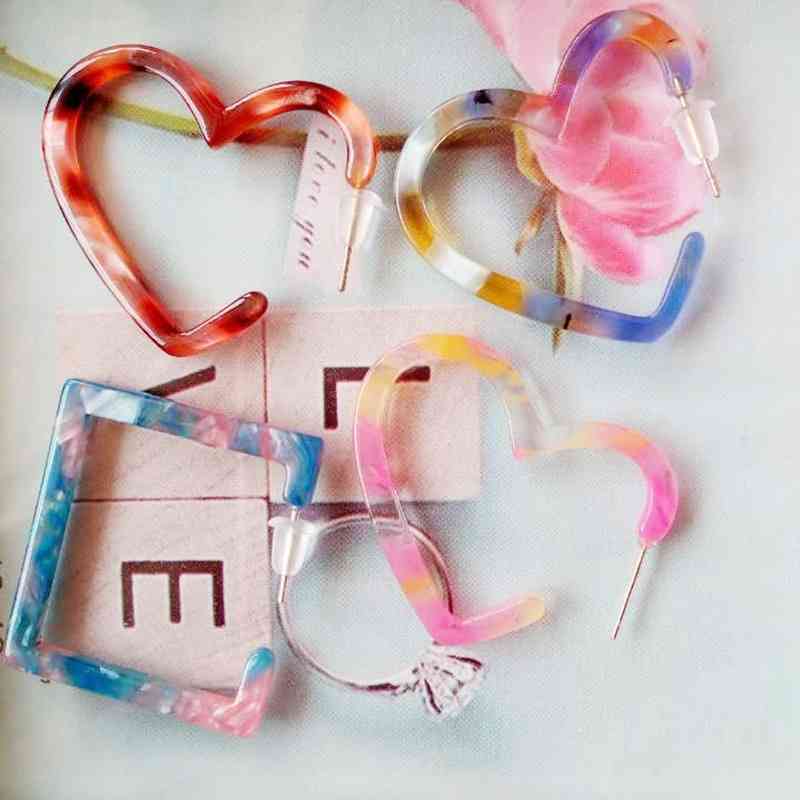 

love acetic acid plate 925 silver needle earrings ear clip color jewelry, Black