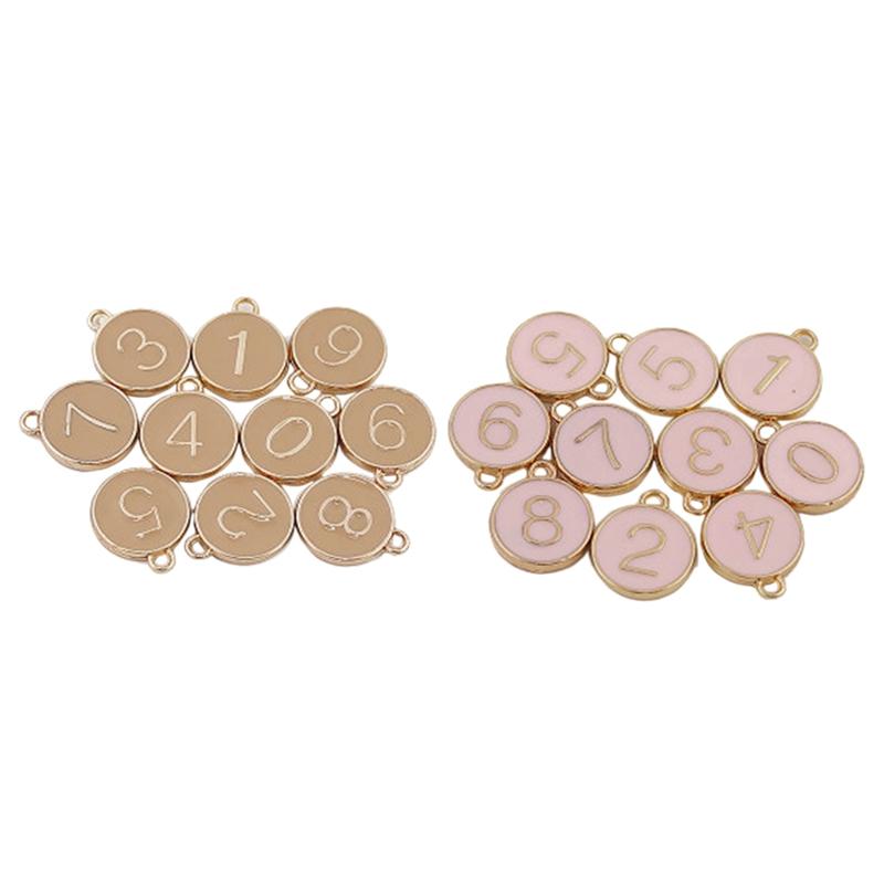

Charms 20PCS Jewelry Making Letter Drip Oil Double-Sided Enamel Number First Charm Handmade DIY Bracelet Pendant Pink & Khaki, Bronze;silver