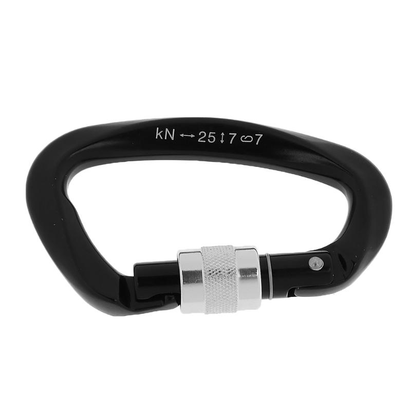 

Cords, Slings And Webbing 25KN D Ring Screw Locking Rock Climbing Carabiner Gear - 17mm Gate Opening