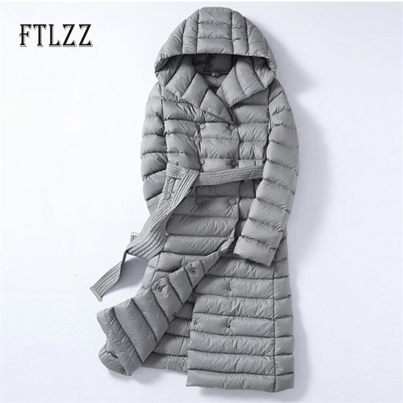 

Long Puffer Jacket Women Ultra Light White Duck Down Coats Autumn Winter Hoodie Warm Plus Size Parkas Outwear 210525, Black