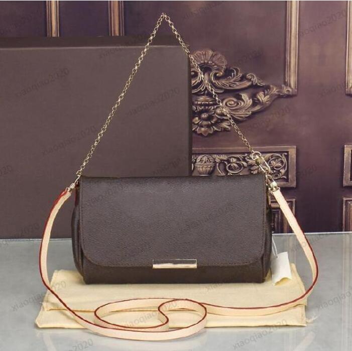 

New 2022 PU leather 40718 favorite handbag fashion messenger bag women bag favorite design chain clutch leather strap, X33 brown flower