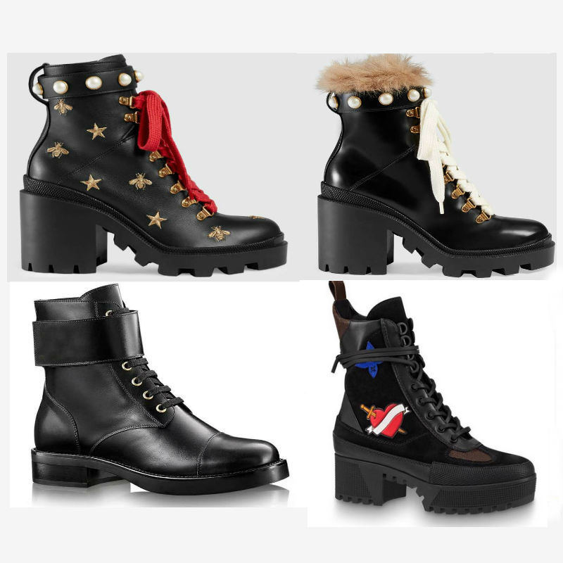 

Paris 2021 lady boots high cut lace belt size 36-41 Embroidered leather women shoes woman fashion