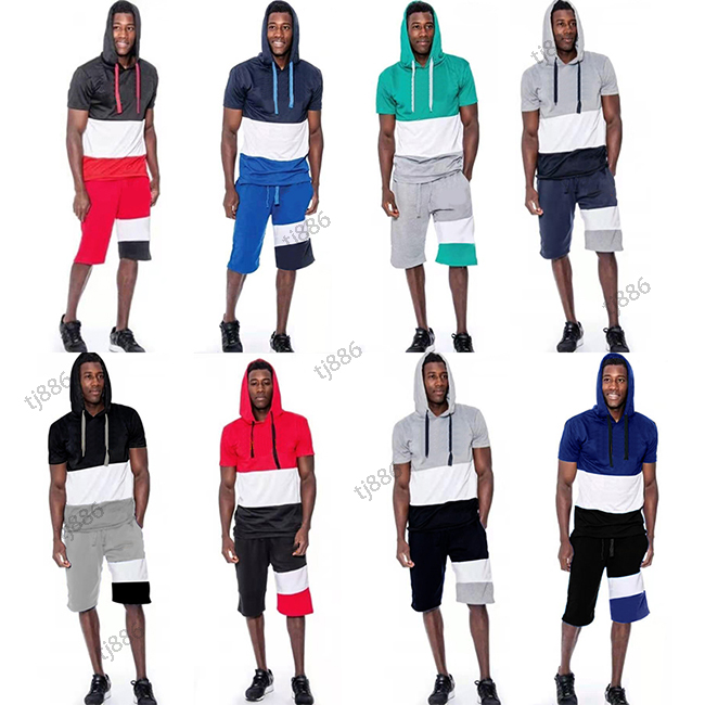 

Two Summer Men Tracksuits Fashion Sportswear Men's Outdoor Short Sleeve Trousers slim casual suit Large Size -4XL, As pic