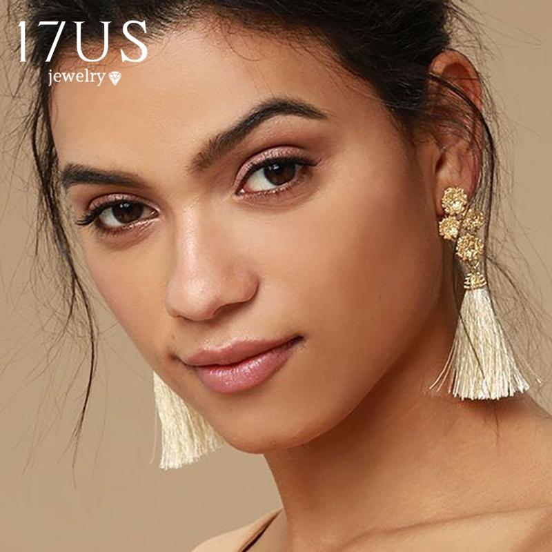 

Dangle & Chandelier 17US Crystal Drop Earrings For Women Bohemian Tassel Statement Wedding Party Christmas Earings Fashion Jewelry Brincos, Silver