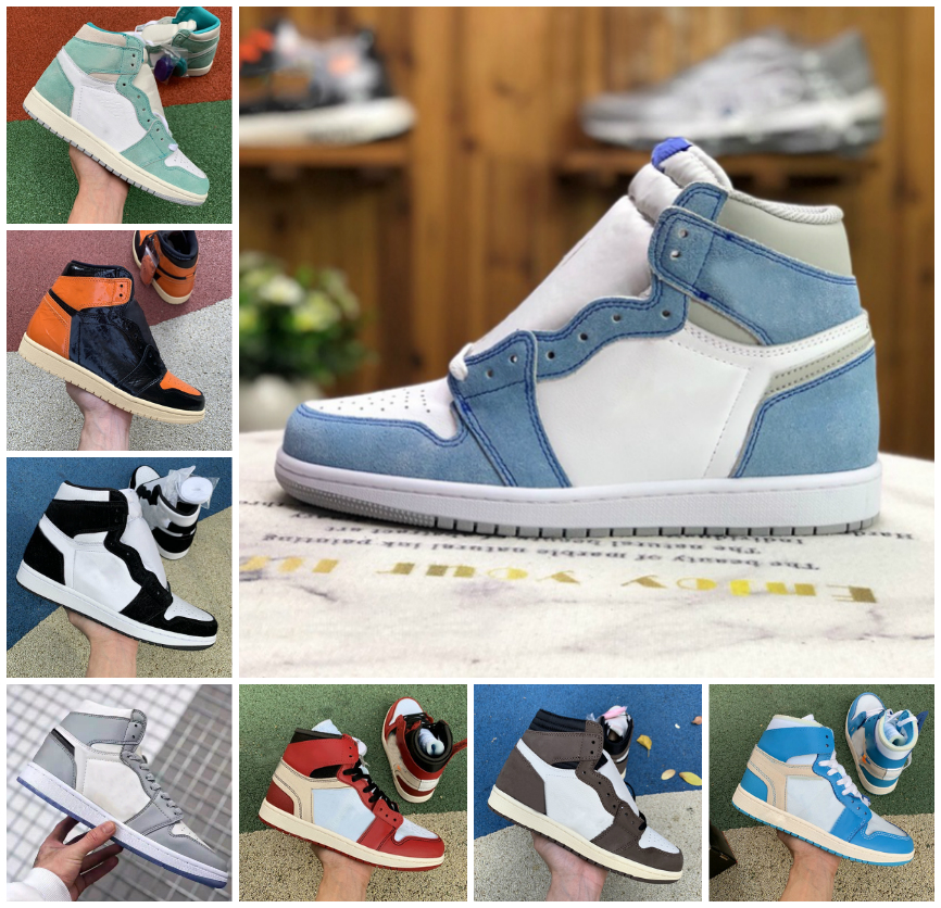 

1 High 1s Basketball shoes University Blue Dark mocha silver Chicago toe light smoke grey Obsidian UNC white Patent black metallic gold Hype
