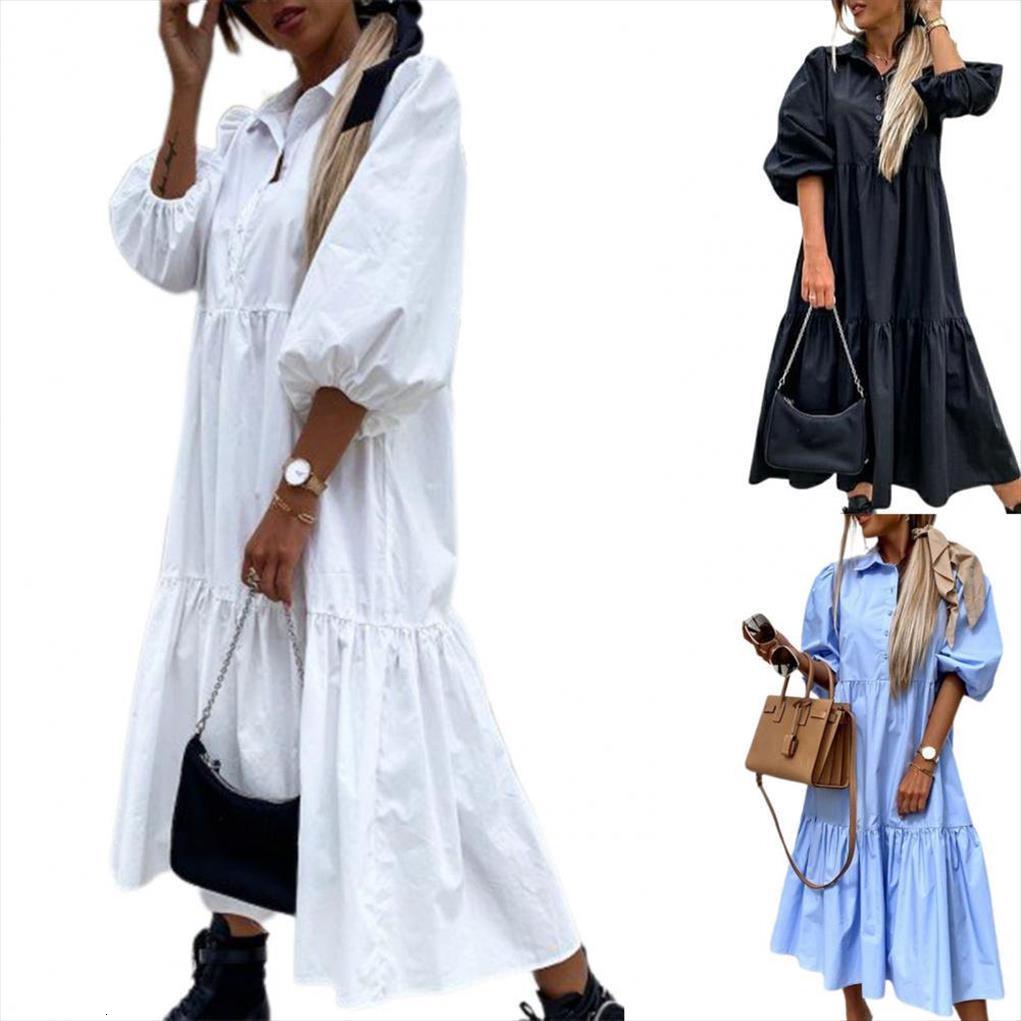 

shirt solid color large womens dresses hem cotton blend half sleeve turn down collar streetwear for spring summer boho vestido, Black;gray