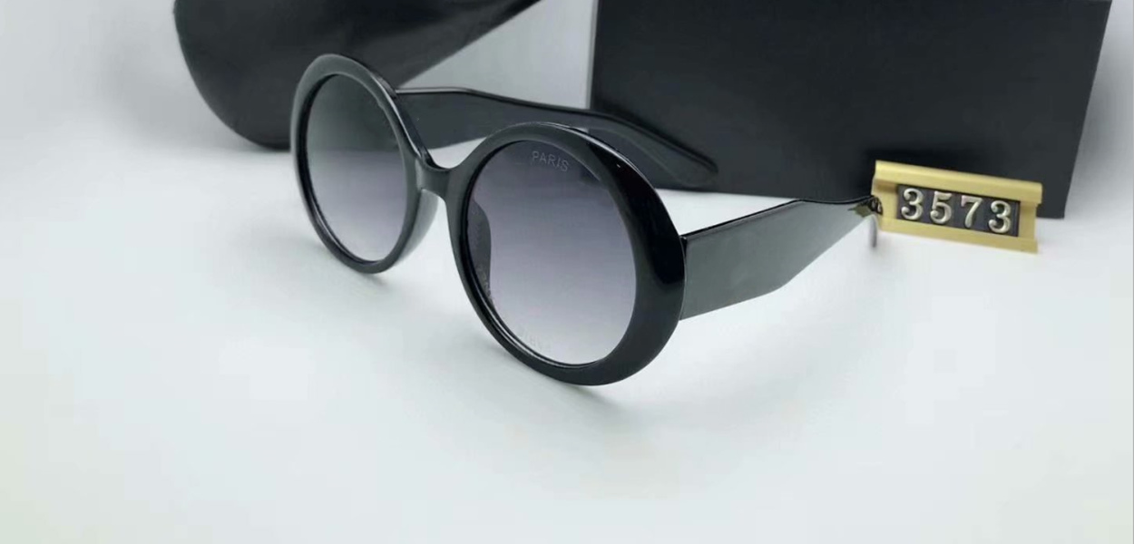 

1pcs Fashion Sunglasses Eyewear Sun Glasses Designer Womens Brown Cases Black Metal Frame Dark Round Lenses For 3573