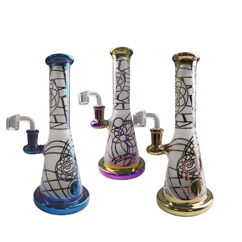 

9 Inch Mini Hookahs Rainbow Colorful Oil Dab Rigs Showerhead Perc Percolator Glass Bongs 14mm Joint Water Pipes With Quartz Banger