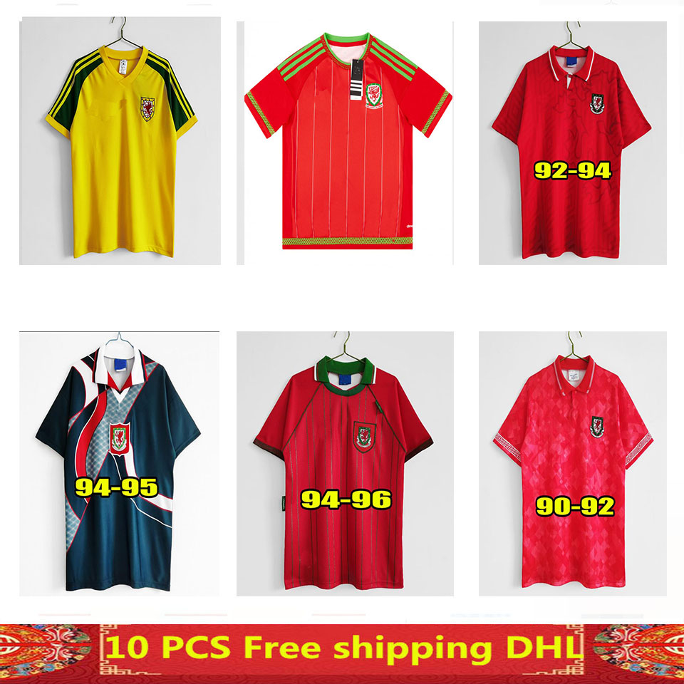 

Wales 90 92 93 94 95 96 retro soccer jersey Giggs Hughes Saunders Rush Boden Speed vintage classic football shirt, Black;yellow