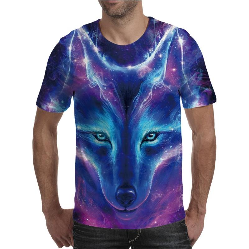 

Men's T-Shirts Tee Shirt Men Wolf King Blue Graphic Oversized T-shirt For Personalized Boy Top Casual Clothing Summer Short Sleeved, Tml00025gc