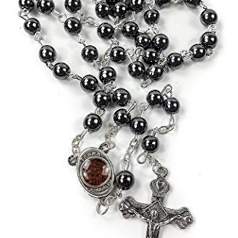 

Rosary Necklace Non-magnetic Black Gallstone Cross Catholic Church Supplies