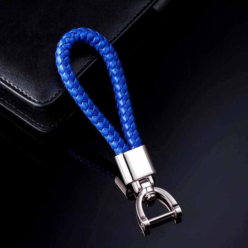 

Keychains Hand Woven Leather Car Keychain For Seat Leon Ibiza 2 3 5F 6L 6J FR Metal 360 Degree Rotating Horseshoe Buckle Keyring Chain