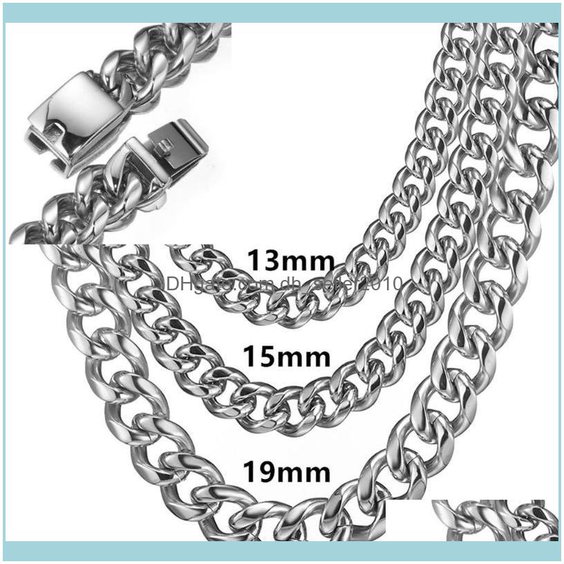 

Necklaces Pendants Jewelry13/15/19Mm Wide Mens 316L Stainless Steel Curb Cuban Link Chain Necklace & Bracelet Jewelry Gift 7-40Inch Chains D