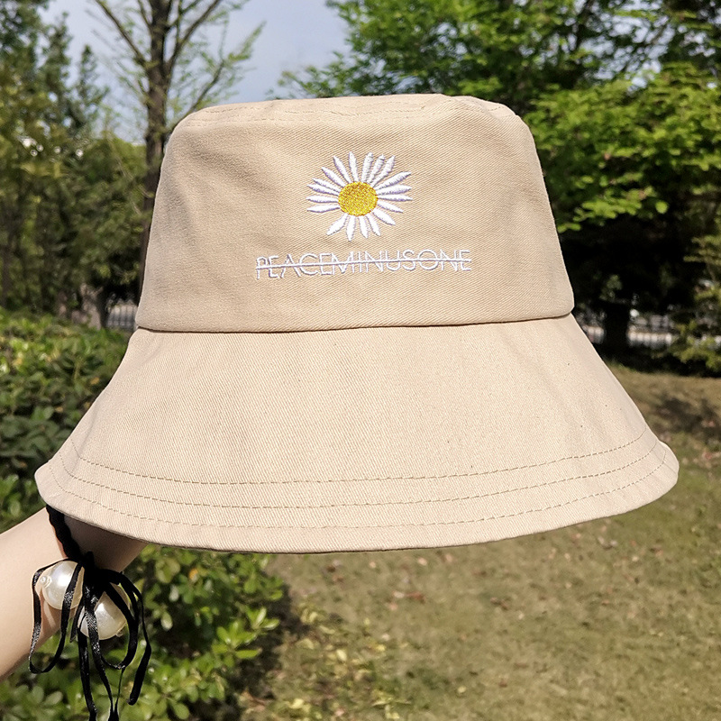 

Hats & Caps Korean Style Reversible Daisy Childrens Japanese Outdoor Sun Summer Fresh Bucket, Mz421 black