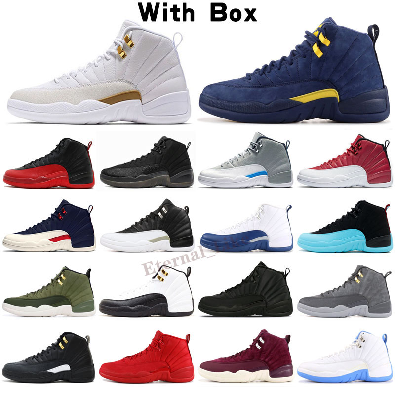 

12 12s Black Dark Concord Basket ball shoes indigo flu game university gold reverse taxi sunrise Fiba men sneakers mens trainers, Color 17