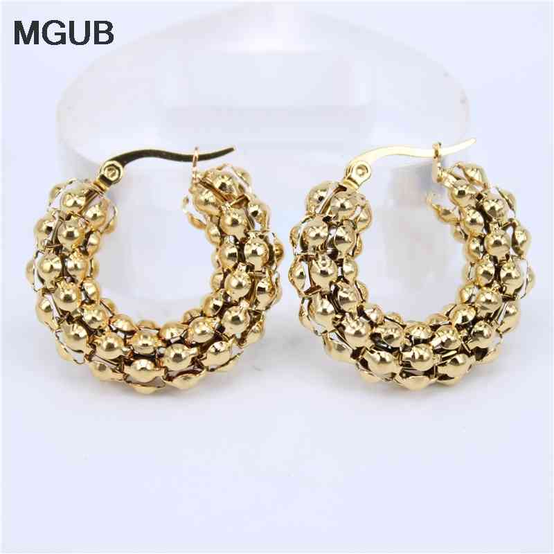 

yutong MGUB 30-50mm diameter 7mm thick gold color Popcorn Hollow Lightweight stainless steel earring popular smooth gift