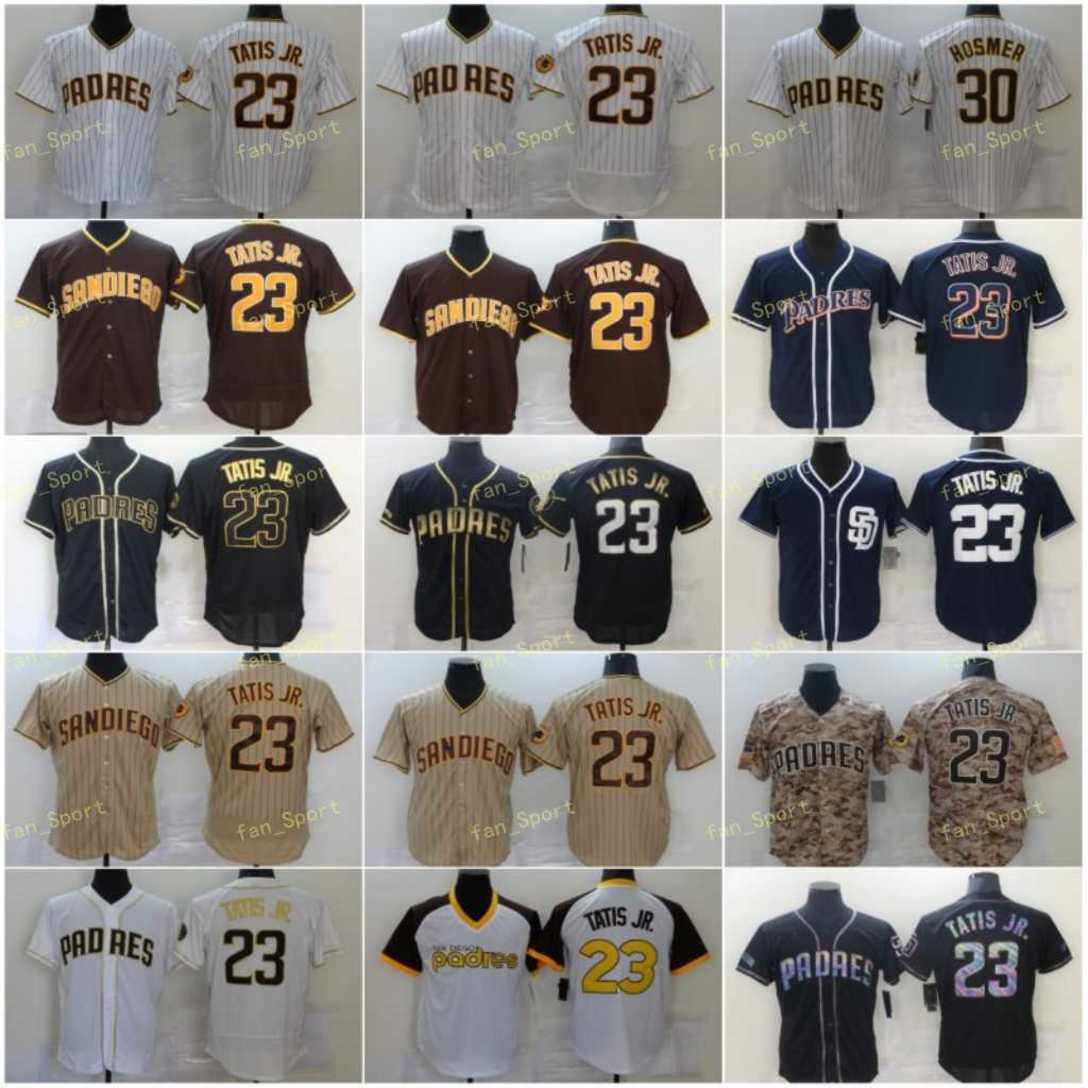 

Mens 23 Fernando Tatis Jr Baseball Jerseys 30 Eric Hosmer Blank No Name Number Stitched Flexbase Cool Base Team White Brown Black Blue, Men