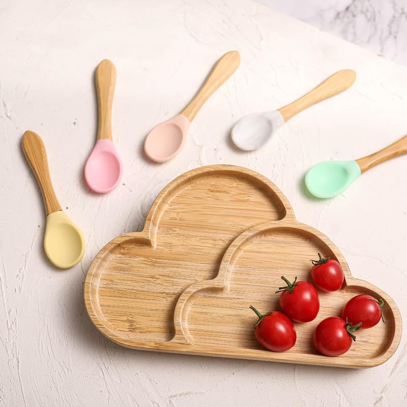 

Cups, Dishes & Utensils Baby Dining Plates Feeding Food Tableware Kids Bamboo Cloud Plate With Silicone Sucker Dinnerware Children's BPA Fre