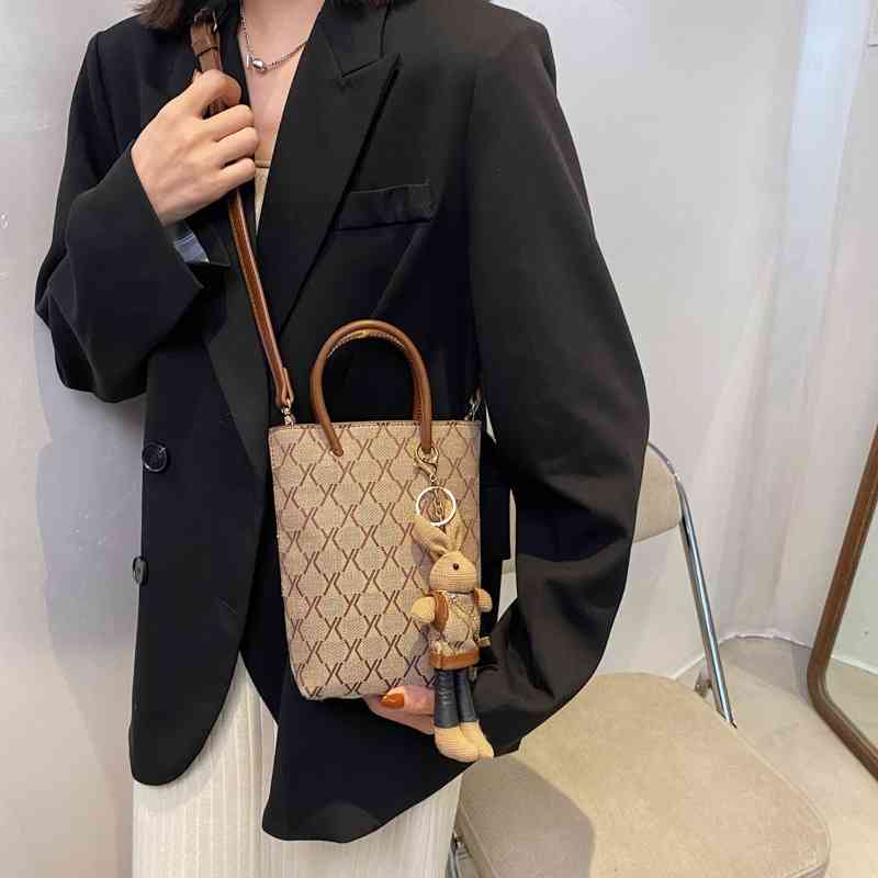 

Bag vertical small square new simple woven women's bear messenger bag in autumn 2021, Blue