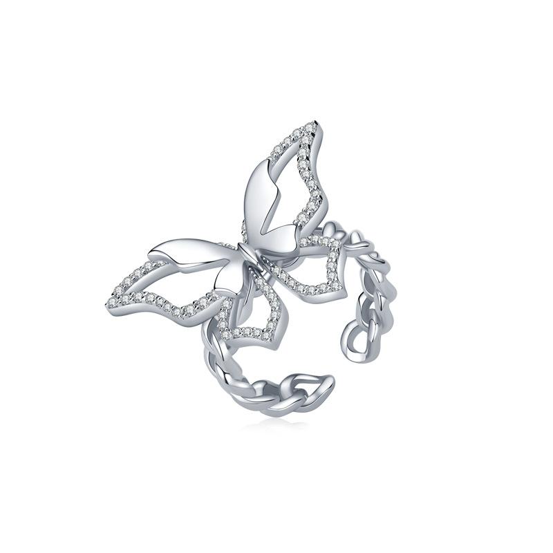 

Cluster Rings Adjustable Butterfly Ring For Women Twisted Chain Style Aesthetic Girls Friend Birthday Gifts Jewelry Accesorios KBR068, Golden;silver
