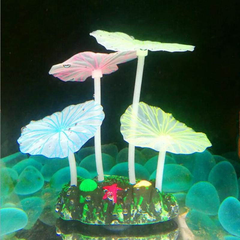 

Decorations Creative Artificial Fluorescent Coral Reef Glowing Lotus Leaf Mushroom Luminous Stones Aquariums Fish Tank Decor Accessories
