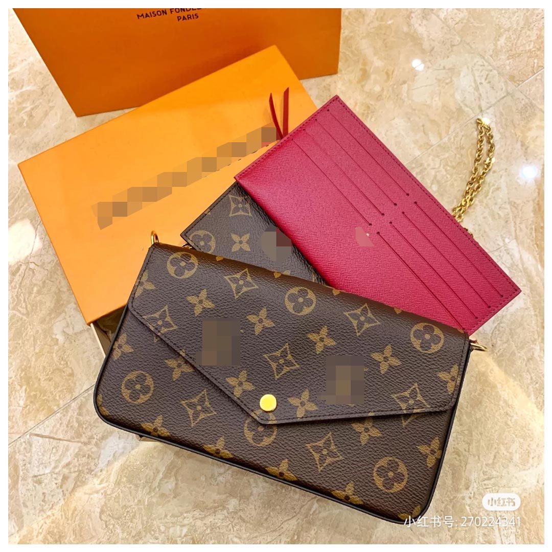 

GGLVLouisBag VittonYSLFavorite Multi Pochette Accessories Handbag Genuine Leather Shoulder Crossbody Bag Purse, New/pink