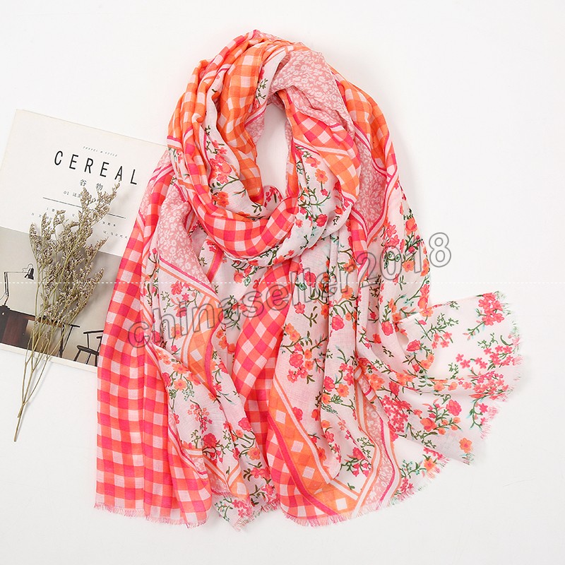 

Print Plaid Cotton Hijab Scarf Female Autumn 2021 Floral Scarves for Spring Tassel Headscarf Shawl Women's Cape Bandana