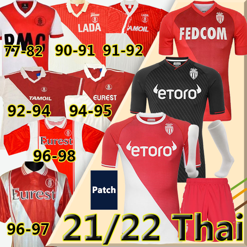 

21/22 Monaco Collector's Soccer Jerseys 1977/1982 94 95 96 97 Tuybens Retro 90 91 92 1999-2000 Dalger Vintage AS BEN YEDDER JOVETIC GOLOVIN Flocage JORGE Football Shirt, 20/21 home kids