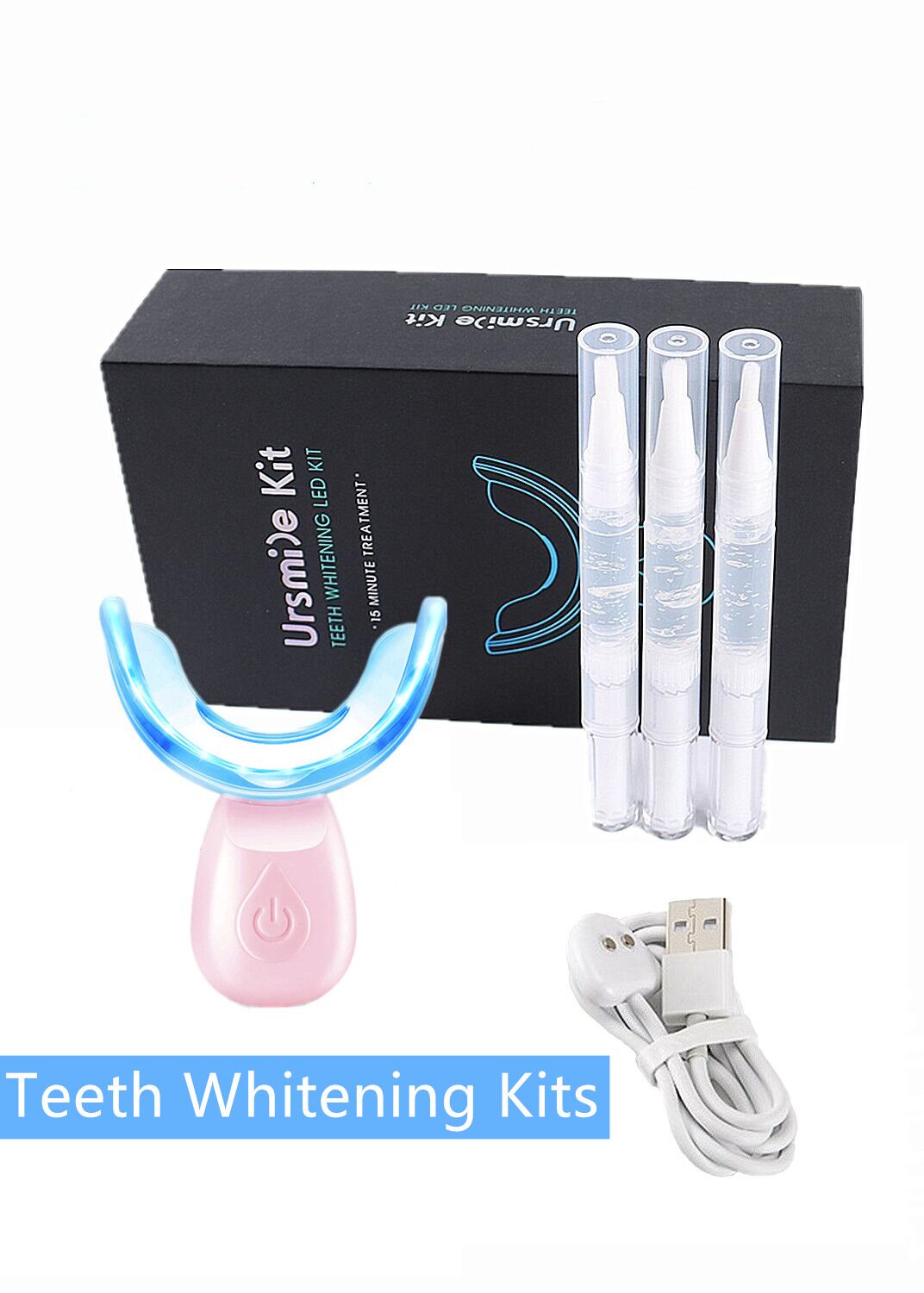 

Cold light Teeth Whitening LED Kit with 3*3ml tooth bleaching gel waterproof outstanding whitener effective use at home