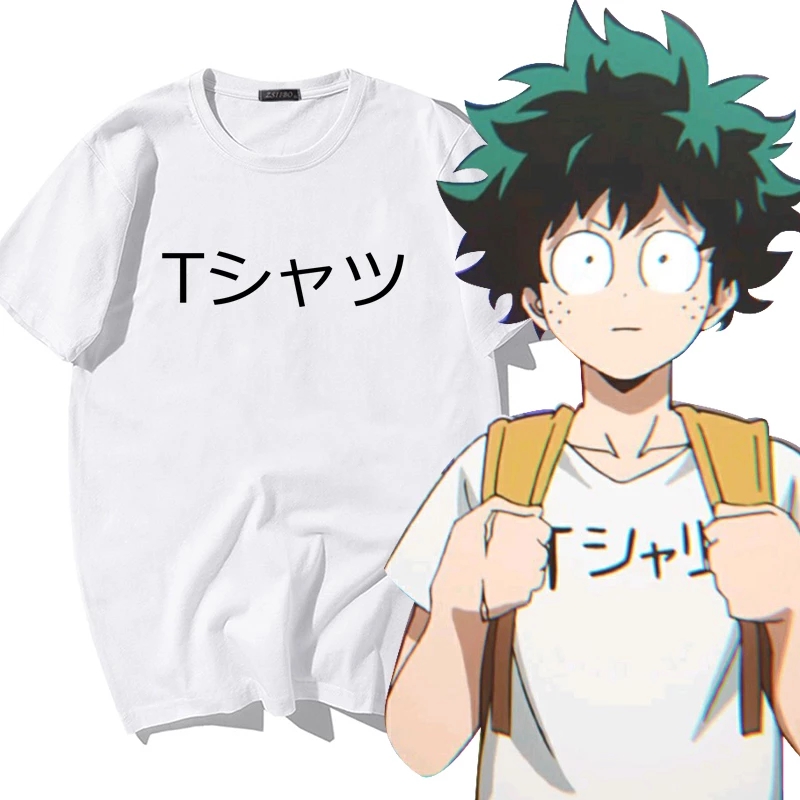 

Midoriya Izuku Deku Unisex T-Shirt Men Women Japanese T Shirt Boku No Hero Academia Anime TShirt Letter Printing Tee ShirtS Tops, White