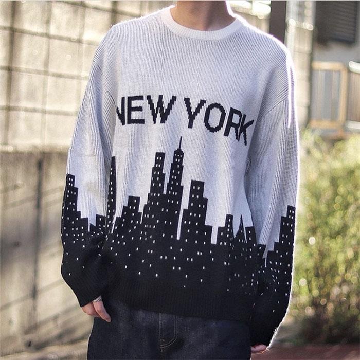 

20SS York Crewneck Sweater Sweatshirt Street Men Women Knitting Pullover Hoodies Autumn Winter Warm Outwear, Orange