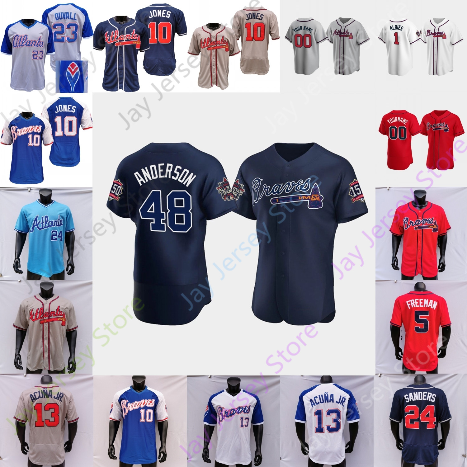 

Baseball Jersey Morton Newcomb Smith Smyly Soroka Tomlin Ynoa Dale Murphy David Justice Deion Sanders John Smoltz Maddux Hank Aaron Chipper Jones, Blue;black