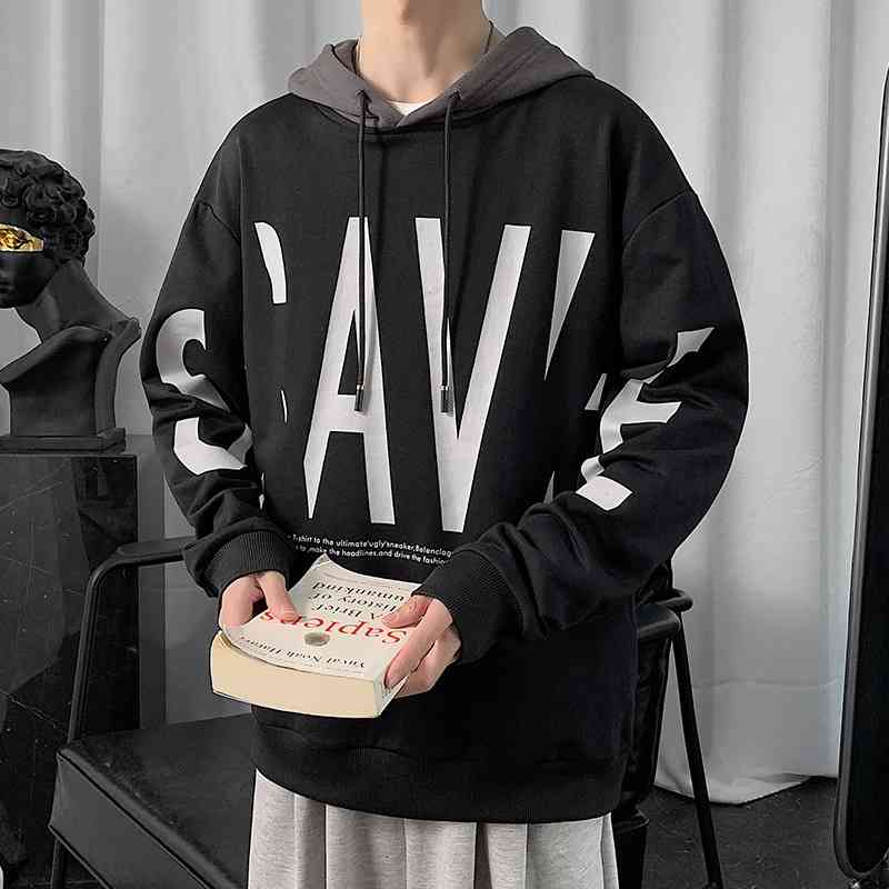 

Men's Hoodie 2021 new Korean fashion spring and autumn ins loose casual coat, Black
