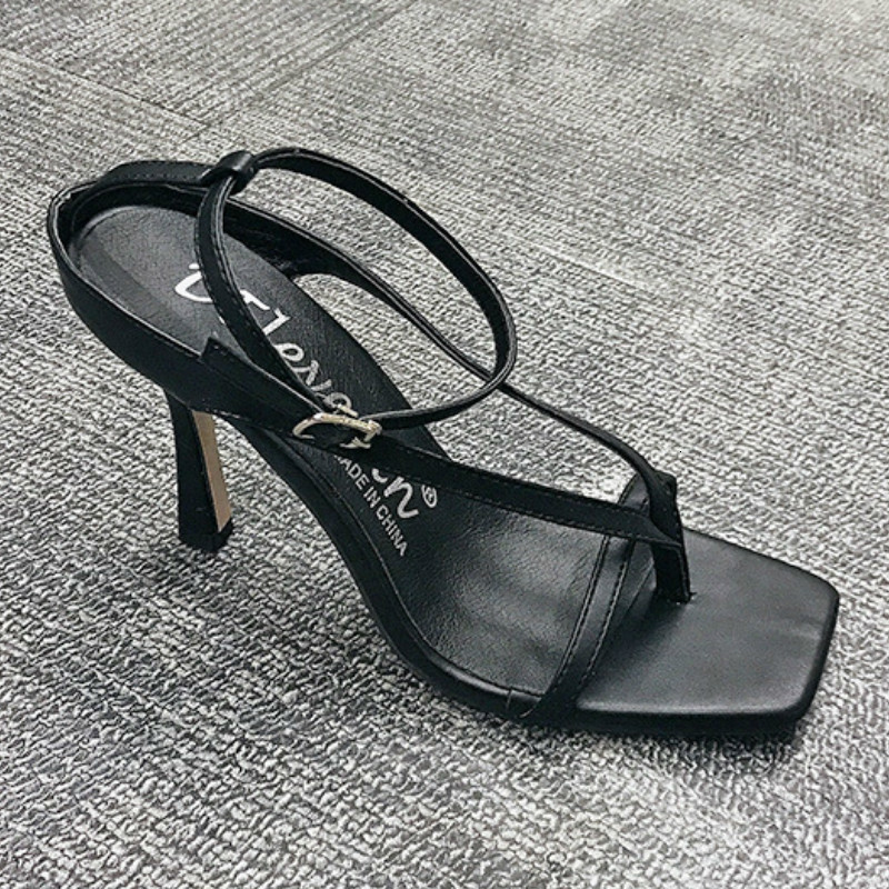 

dress shoes ltarta summer fashion high-heeled cross strap hollow women's square toe catwalk buckle sandals zl-802 0uak, Black