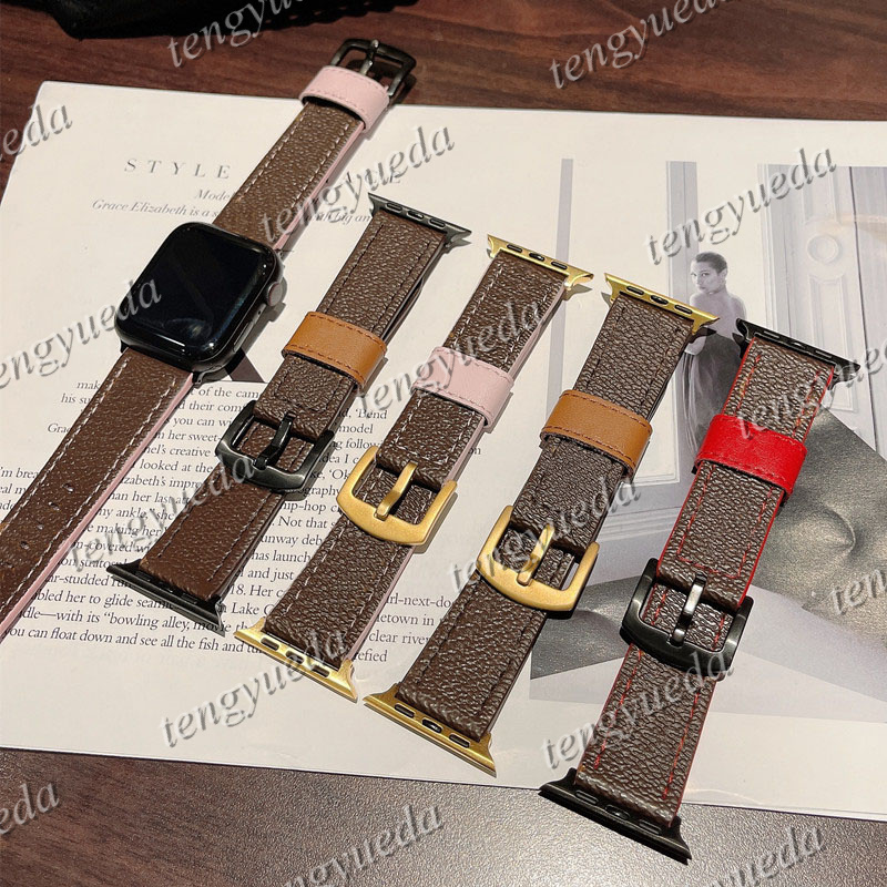 

Fashion Luxury Designer Watch Straps 38 40 41 42 44 45 mm for Smart Watches Series iwatch 1 2 3 4 5 6 7 High Quality Leather Pattern Hand Belt Bands Deluxe Wristband