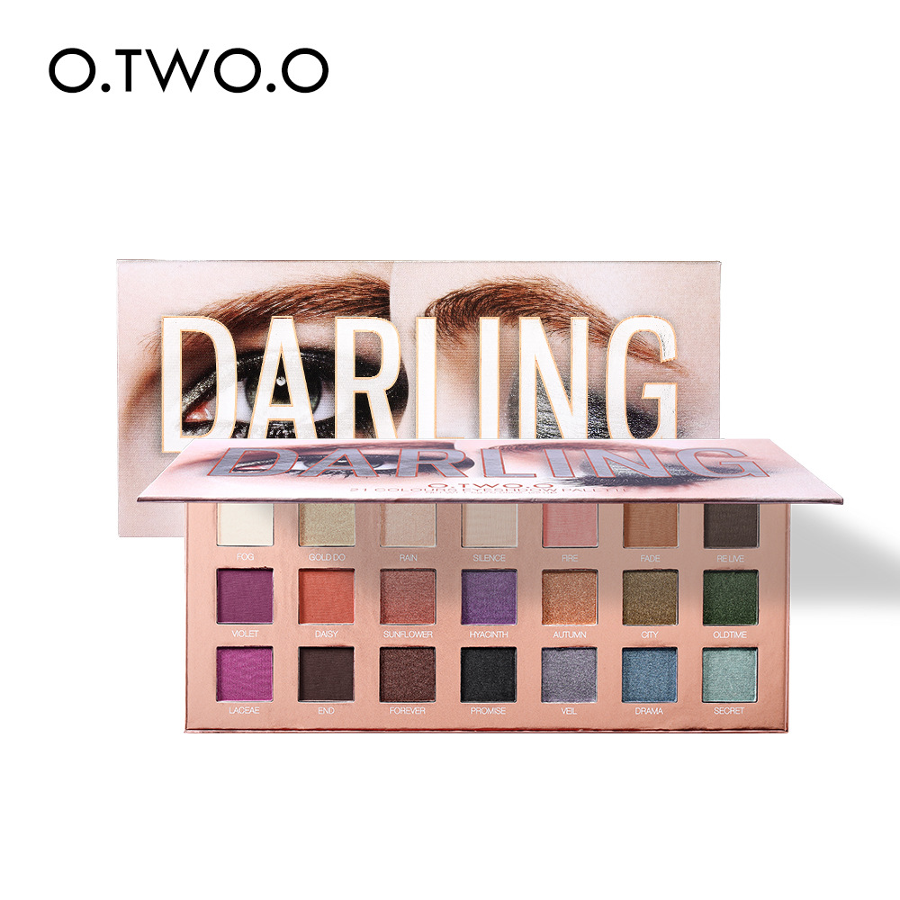 

O.TWO.O Darling Eyeshadow Palletes 21 Colors Ultra Fine Powder Pigmented Shadows Glitter Shimmer Makeup Eye Shadow Palette, Multi