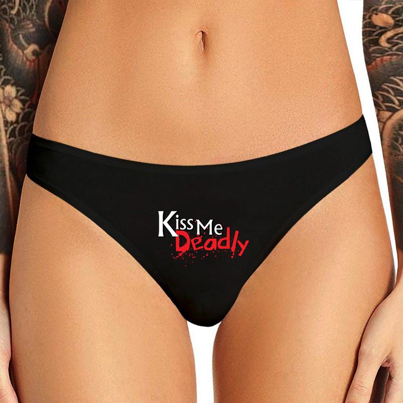 

Women's Panties KISS ME DADDY Sexy Lady Girl Funny Fashion Underwear Underpant Brief Female T-Back G-String Thongs For, White