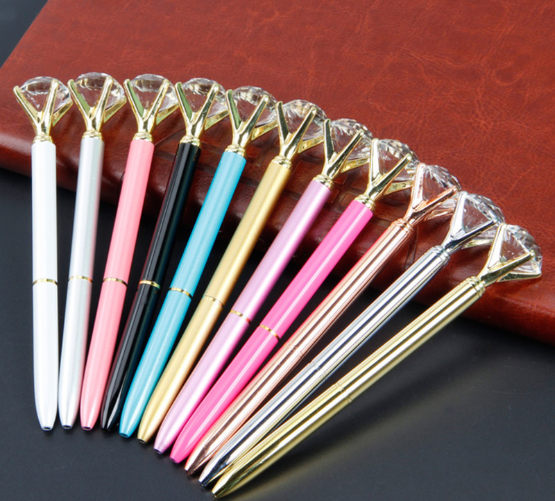 

Creative Crystal Glass Kawaii Ballpoint Big Gem Ball Pen With Large Diamond 11 Colors Fashion School Office Supplies, Mixed colors