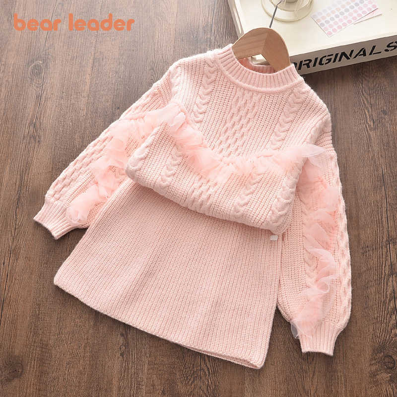 

Bear Leader Girls Party Dress Princess Costumes Girls Knitted Autumn Outfits Cute Kids Clothes Children Clothing 2 6 Years 210708, Ah840 pink