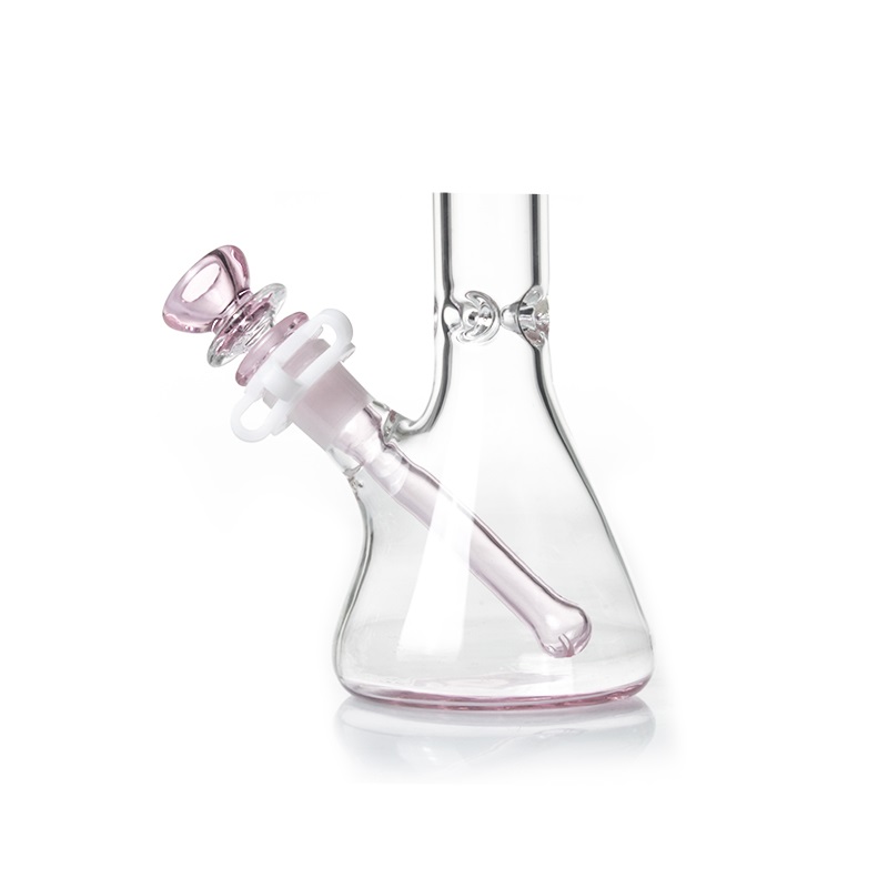 

10'' pink Kitty Bong cute Hookah glass smoking KT beaker bottom clear tube small water pipe colorful mouth wholesale price 14 mm f