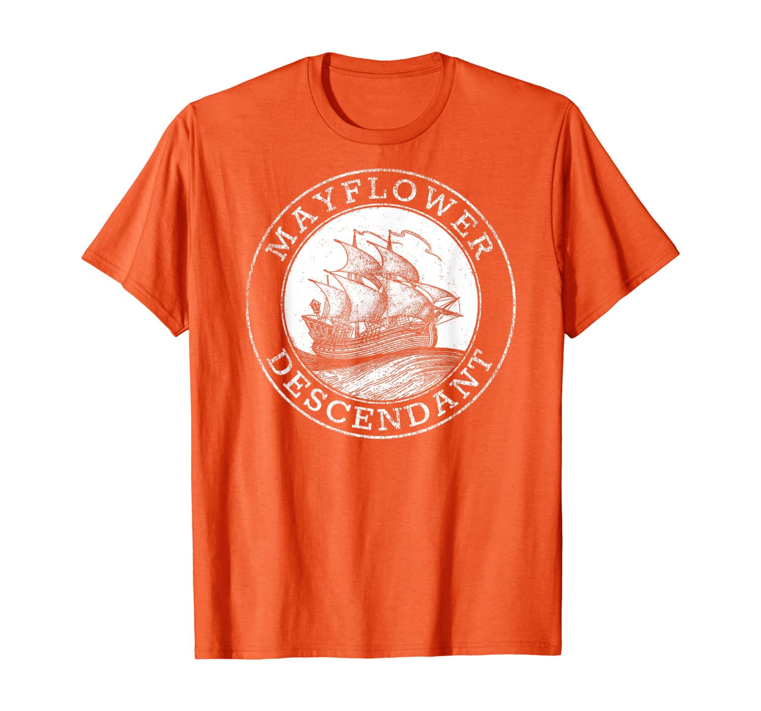 

Mayflower Descendant 1620 Vintage Illustration T-Shirt, White;black