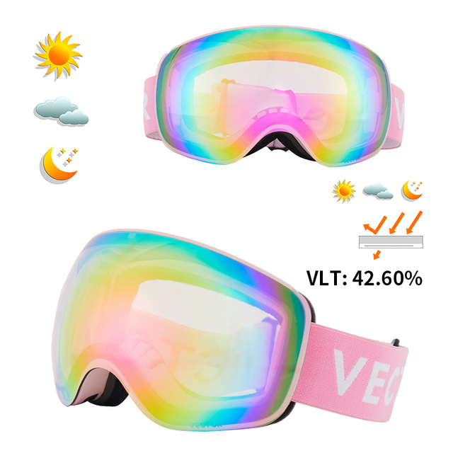 

otg ski snowboard goggles women men skiing eyewear mask uv 400 snow protection glasses adult double spherical mirrored magnetic