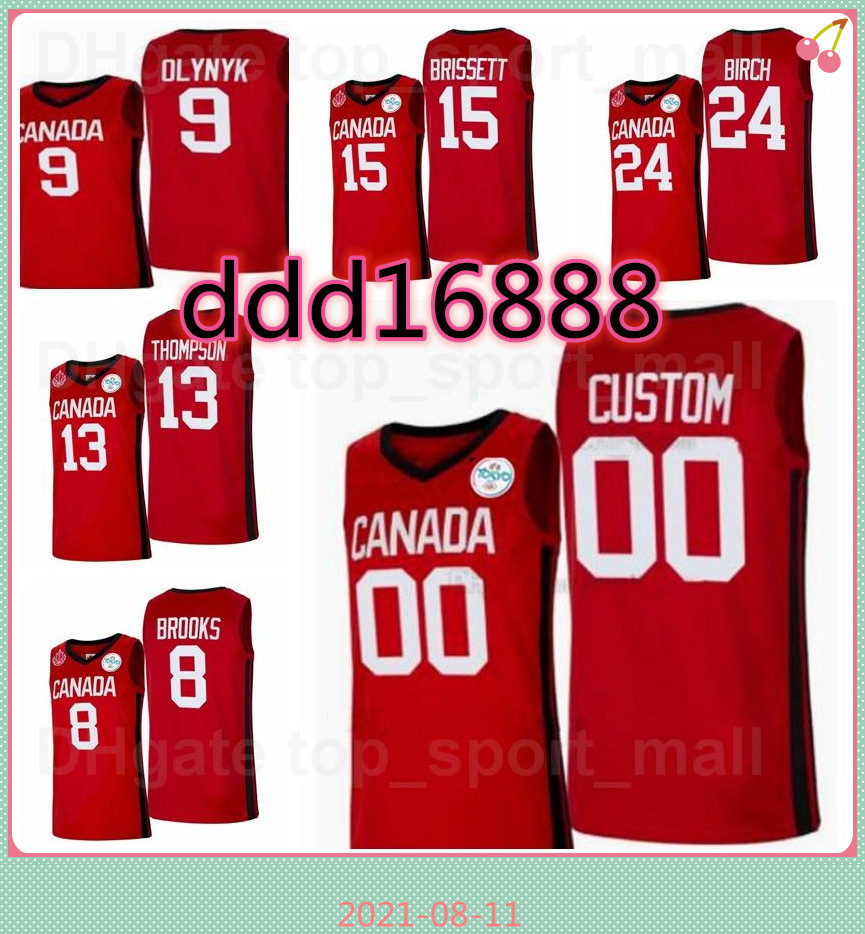 

Canada Basketball Jersey 2021 Tokyo Olympics 8 Andrew Wiggins 15 Oshae Brissett 13 Tristan Thompson 10 Trey Lyles 6 Cory Joseph 5 Brandon Cl, Black;red