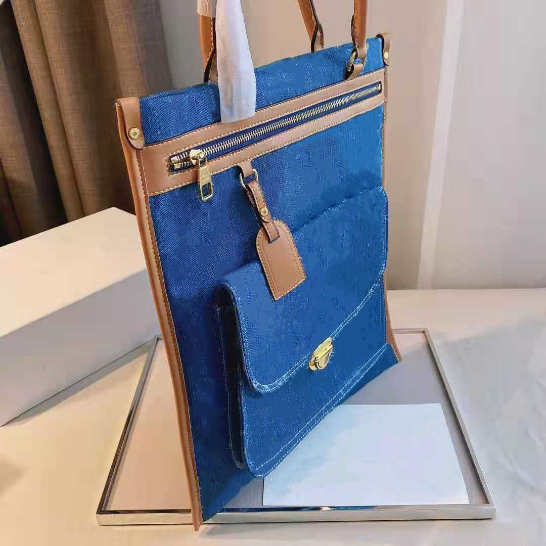 

Boutique men's and women's fashion bags blue jeans designer luxury brand one shoulder handbag large capacity shopping bag wallet