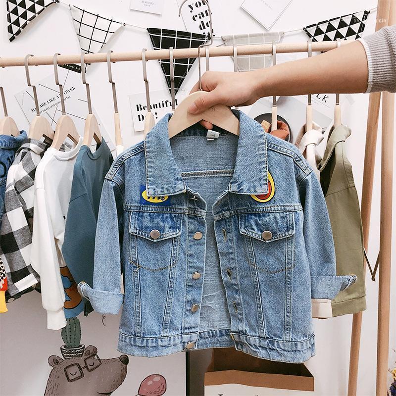

Jackets Spring Autumn Casual Children Denim Wash Distressed Kids Jean Coats Cartoon Printed Girls Boys Outerwear 2-6 Years1, Blue;gray