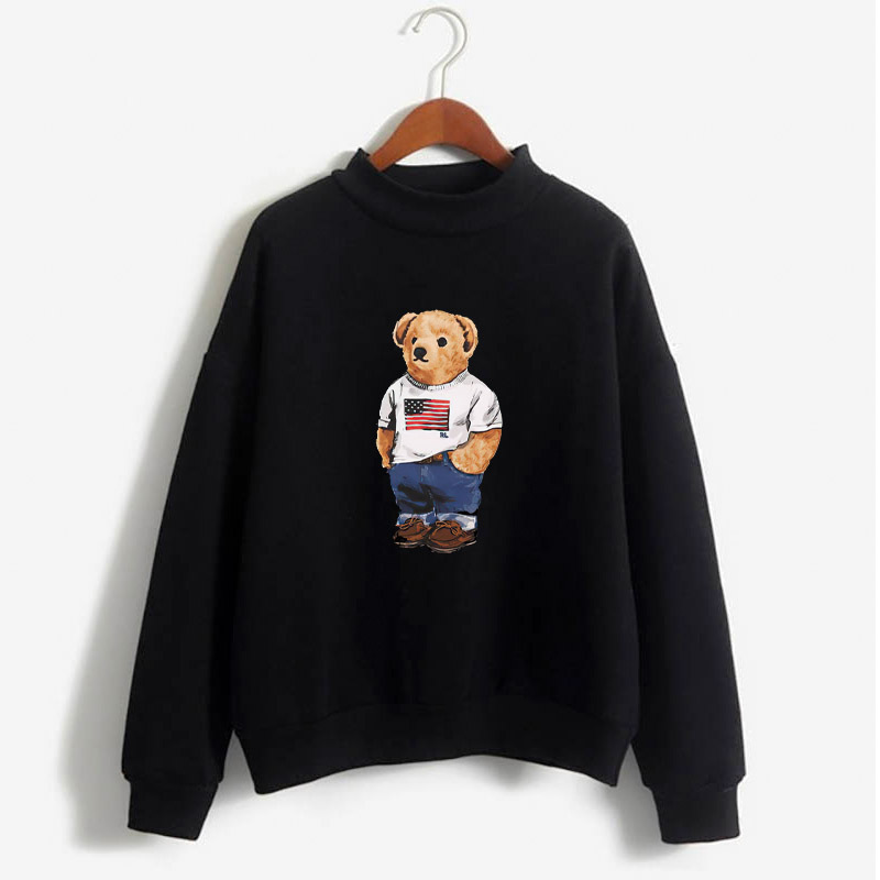 

Men's Polo Shirt Long Sleeve Pullover Designer Round Neck Men's New Fashion Printed Bear T-shirt, 11