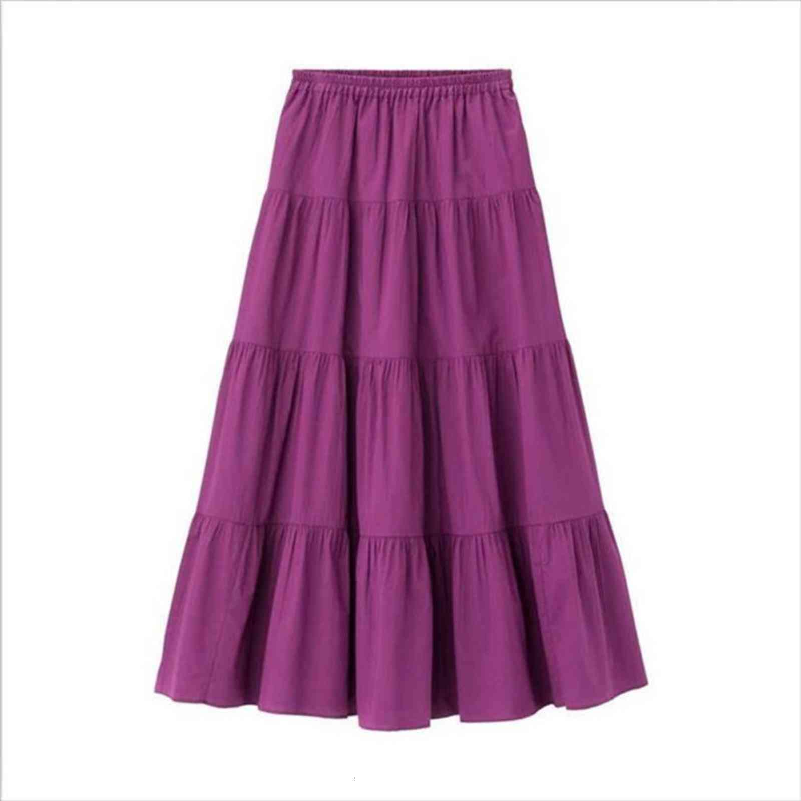 

fashion long solid ruffles casual womens skirts loose a linen vintage beach holiday plus size bottoms l 7xl, Black