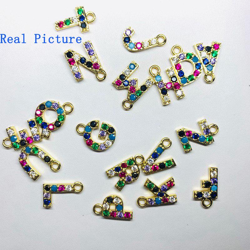 

Charms 1pcs Crystal Zicron Letter Charms,Rhinestone English Alphabet Initial Pendant For Earrings Bracelet Necklace DIY, Bronze;silver